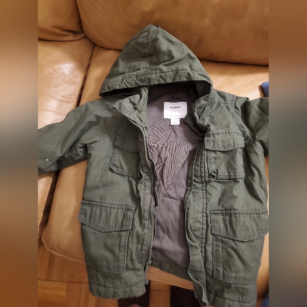 Army green twill 3T hooded parka jacket lined